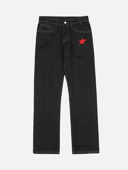 Jean Regular Embroidered Noir